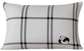 Flanelový obliečka na vankúš CUTE PANDA 50x70 cm, biely