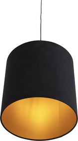 Závesné svietidlo s čiernym zamatovým tienidlom so zlatom 40 cm - Combi