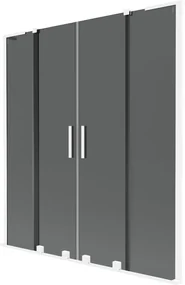 Mexen Velar L Duo, 2-krídlová posuvná vaňová zástena 140 x 150 cm, 8mm šedé sklo, biela matná, 896-140-003-42-20