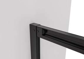 Cerano Varone, sprchovací kút s posuvnými dverami 140(dvere) x 80 (stena) x 195 cm, 6mm číre sklo, čierny profil, CER-CER-DY505B-14080