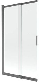 Mexen Fox, 2-krídlová posuvná vaňová zástena 100 × 150 cm, 5mm číre sklo, grafitový profil, 891-100-002-66-00