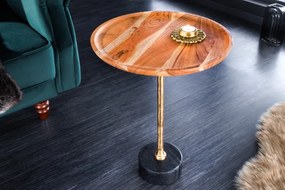 Príručný stolík Trayful 55 cm mramorová základňa zlatá guľatá