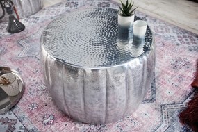 Orientálny hliníkový konferenčný stolík Marrakesch strieborný 55cm