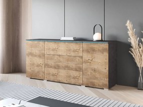 Komoda Sawoti 150, Farby: matera / matera + breslau gaštanov, Osvetlenie: osvetlenie LED RGB - farebné