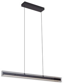 Moderné závesné svietidlo čierne s dymovým sklom vrátane LED Easylift - Catch