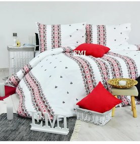 Obliečky bavlnené Dorota červené EMI, Štandardný set jednolôžko obsahuje 1x 140x200 + 1x 70x90