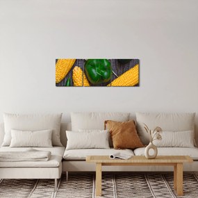 Obraz zeleniny (s hodinami) (90x30 cm)