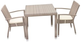 DEOKORK Záhradný ratanový stôl NAPOLI 80x80 cm (sivo-béžová)
