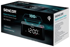 Sencor SDC 7600 Qi hodiny s nabíjačkou, čierna