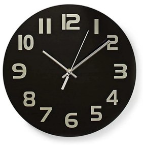 Nedis CLWA006GL30BK - Nástenné hodiny 1xAA/1,5V sklo 30 cm čierna CLWA006GL30BK