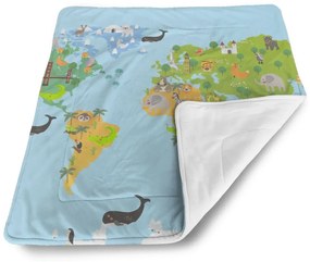 Sablio Deka pre bábätko Zvieracia mapa sveta - 90x120 cm