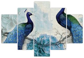 Obraz - Pávy s textúrami (150x105 cm)