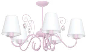 EUlight Detský luster Sara, 5x biele textilné tienidlo, p