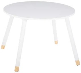 Detský stôl okrúhly biely, drevo borovica + mdf, d60x43 cm