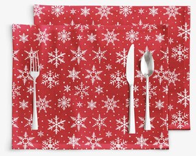 Goldea vianočné prestieranie na stôl valencia - biele vločky na červenej - sada 2ks 30 x 40 cm