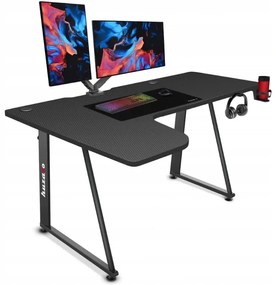 Priestranný rohový herný stôl v čiernej farbe
