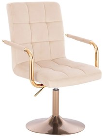 LuxuryForm DESIGN Otočná stolička VERONA GOLD VELUR na zlatom tanieri - krémová