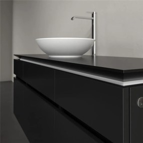 VILLEROY &amp; BOCH Legato závesná skrinka pod umývadlo na dosku (umývadlo v strede), 5 zásuviek, s LED osvetlením, 1400 x 500 x 550 mm, Black Matt Lacquer, B586L0PD