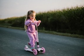 Detská trojkolesová balančná kolobežka Kidwell VENTO s LED kolieskami, ružová