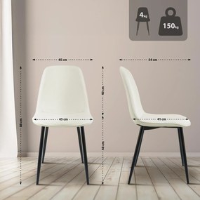 Sada 4 ks jedálenskej stoličky Maryam látka - krémová