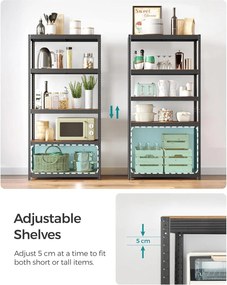 Regál s vysokou nosnosťou, nastaviteľné police, rustikálny hnedý