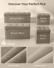 Taburetka s úložným priestorom, skladacia lavica, 38 x 110 x 38 cm, ťavia hnedá