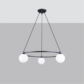 Biele/čierne závesné svietidlo so skleneným tienidlom Umerta – Sollux