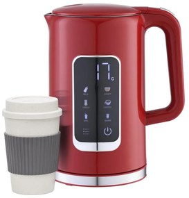 Rýchlovarná kanvica s LCD displejom 1,7 l 2200W/230V červená + cest.hrnek 450 ml