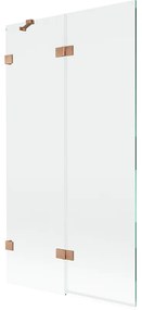 Mexen Lunar, 2-krídlová vaňová zástena ľavá 100 x 150 cm, číre sklo, medená matná, 897-100-100-65-00-L