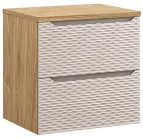 Závěsná skříňka pod umyvadlo Ocean s deskou 60 cm béžová/dub olejovaný