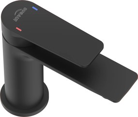 Invena Rikia, umývadlová batéria + odtoková zátka ClickClack, h-128, čierna matná, INV-BU-24-104-A