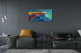 Obraz na skle Morská oblohy skaly 125x50 cm