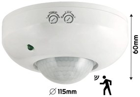 ECOLIGHT Infračervené stropné čidlo pohybu 300W 360 ° biele
