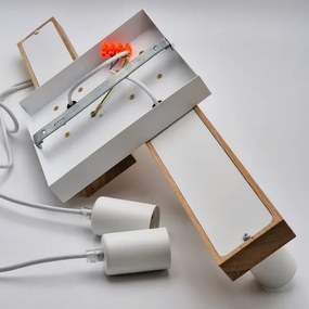 Luster na lanku CORTINA 4xE27/15W/230V biela/dub