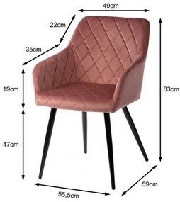 SADA 2x Jedálenská stolička RICO ružová