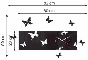 Nástenné akrylové hodiny Motýle2 - červená