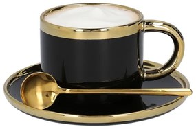 Šálka SINNES s tanierikom a lyžičkou ALL 978061 čierna