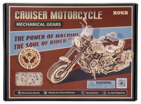 Robotime Drevené 3D mechanické puzzle Motorka Cruiser 420 ks