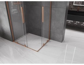 Mexen Velar L Duo, sprchový kút s posuvnými dverami 90 x 80 cm, 8mm číre sklo, medená matná, 871-090-080-02-03-65