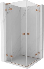 Mexen Lunar, L Duo výklopný sprchový kút 70 x 70 cm, 8mm číre sklo, profil medená matná, 834L-070L-070P-65-00