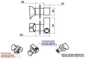 Sapho Sapho, AXAMITE podomietková batéria pre bidetové spŕšky, 1 výstup, chrómová, AX40
