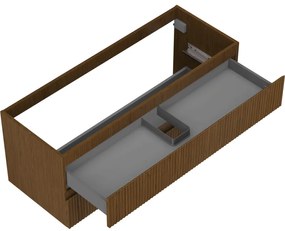 Mexen Rivel, kúpeľňová skrinka 120 cm, 2 zásuvky, drážkovaná, orech, 91A20-12047-2-BFF86