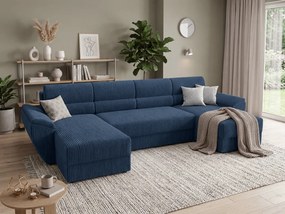 Rozkladacia sedacia súprava do U TAVERO 321x140 cm, tmavomodrá