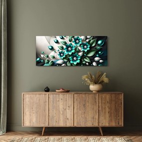 Obraz - 3D tyrkysové kvety (120x50 cm)
