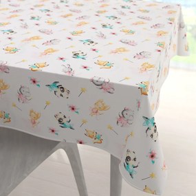 Biante Detský bavlnený štvorcový obrus Sandra SA-671 Zvieratká baletky na bielom 130x130 cm