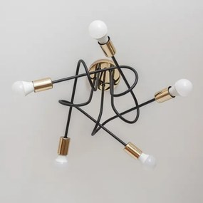 Prisadený luster OXFORD 5xE27/15W/230V zlatá/čierna