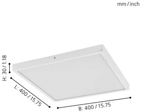 Eglo 97264 - LED stropné svietidlo FUEVA 1, 1×LED/25 W/230 V, biele, štvorcové, 2500 lm