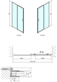 Polysan Polysan, EASY LINE sprchové dvere 1200mm, číre sklo, EL1215