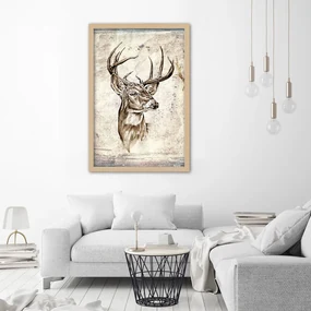 Gario Plagát Jeleň ako ručne maľovaný Farba rámu: Bez rámu, Rozmery: 40 x 60 cm