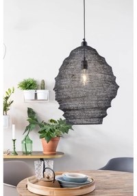 Čierne závesné svietidlo White Label Lena, ø 48 cm